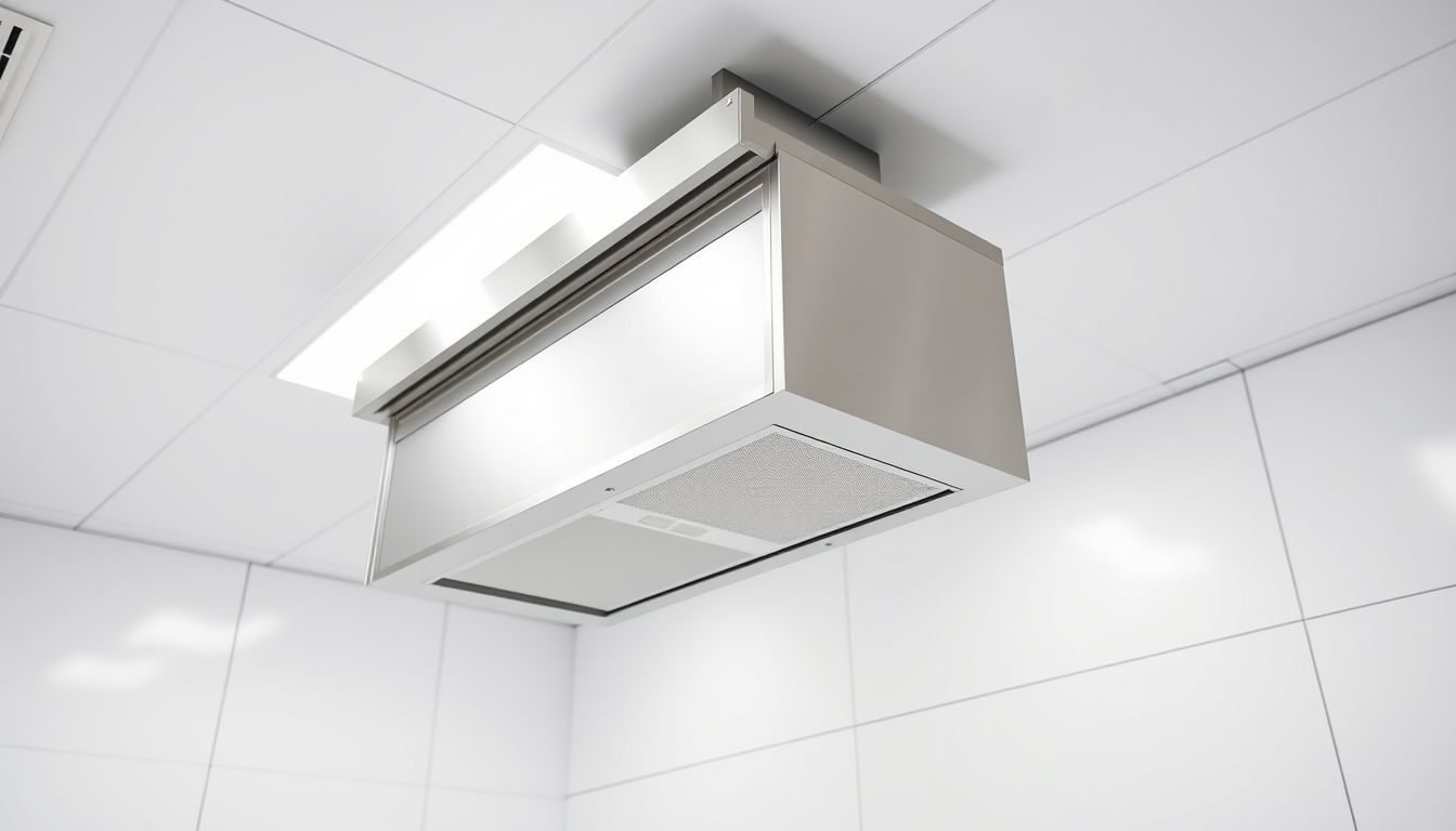Laminar-Flow-Einheit mit HEPA-Filtermodul an der Decke eines Reinraums
